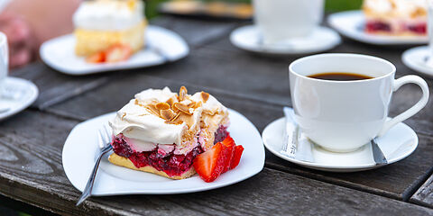 Kaffee und Kuchen im Schloss Brody.